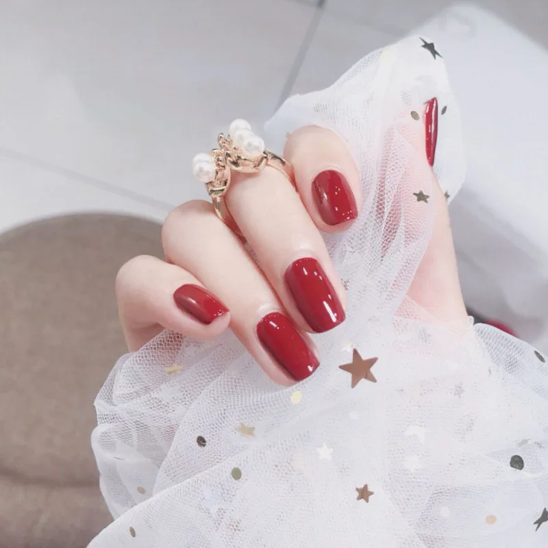 24 шт, Новые короткие накладные ногти чистого цвета для женщин, сделай сам, короткий размер, для ногтей, советы с клеем, для девушек, простые, модные, телесного цвета, накладные ногти - Цвет: style2