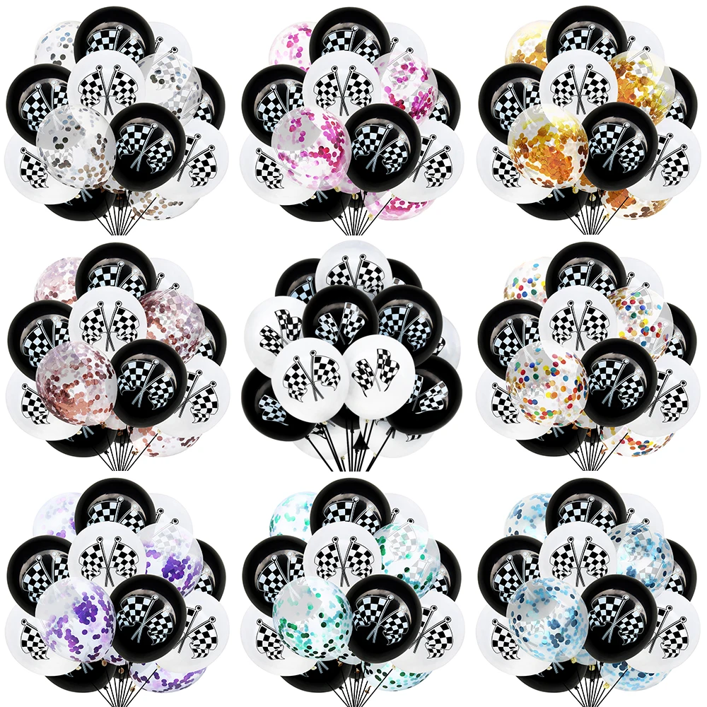 15 шт. 12 дюймов черный белый Гоночный флаг латексные воздушные шары Гоночная