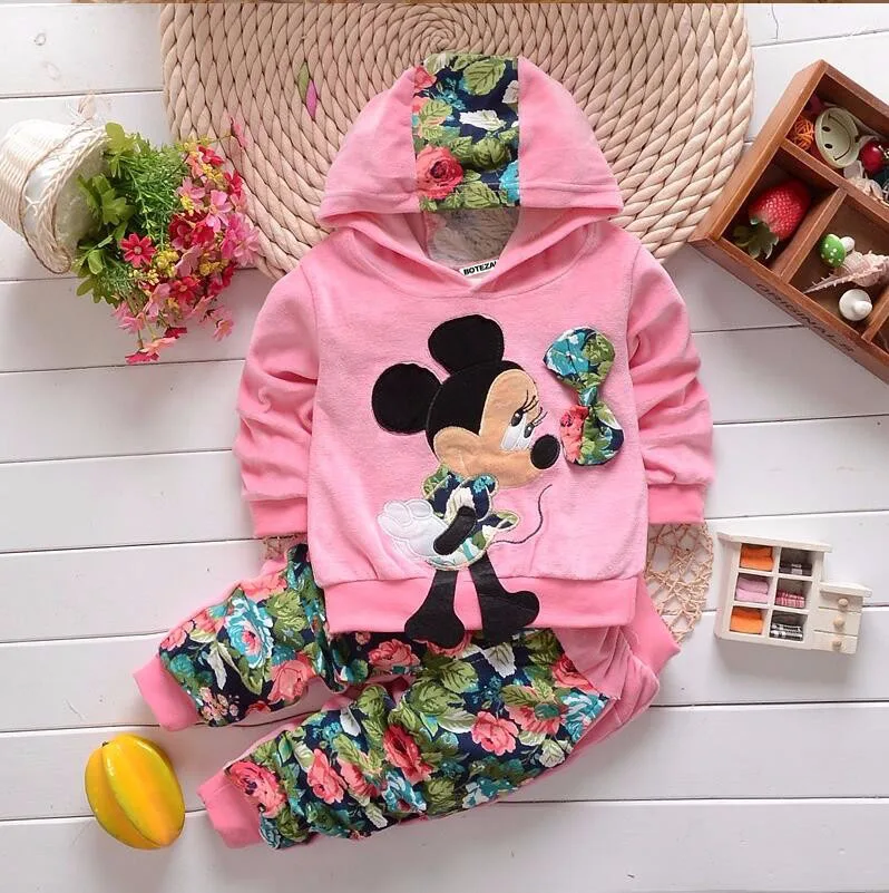 Одежда для маленьких девочек костюмы мыши Минни Весенний комплект одежды