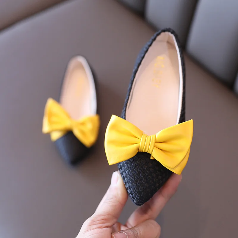 

Kids Shoes 2021 Spring Summer Girls Fashion Princess Dress Outer Beach Sandals Baby Toddler Casual Soft Flats Black Bowtie Flats