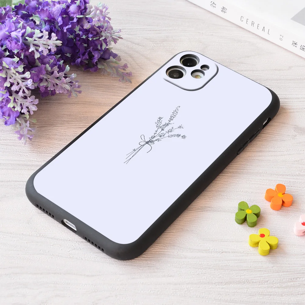 

For iPhone Lovely Lavender Bunch Print Soft Matt Apple Case