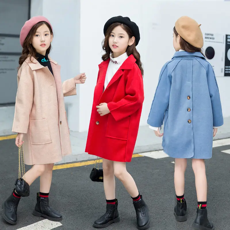 Зимний пуховик Топ для маленьких девочек шерстяное пальто Длинная детская