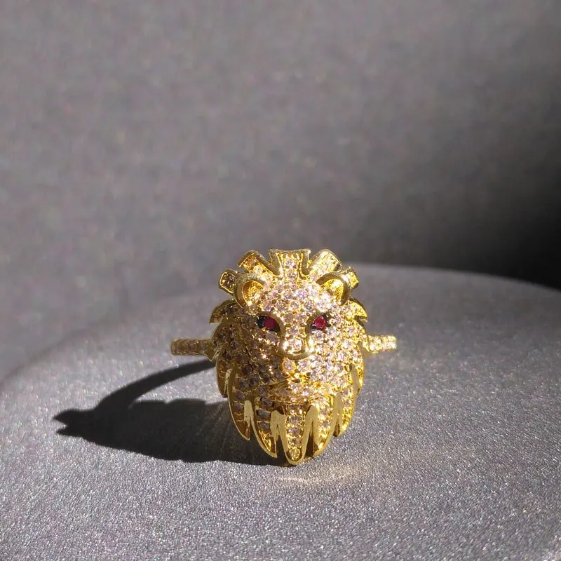 

Cheny S925 Sterling Silver Ring April New Golden Lion Ring Female Golden Yellow Exaggerated Animal Bohemia Constellation Jewelry