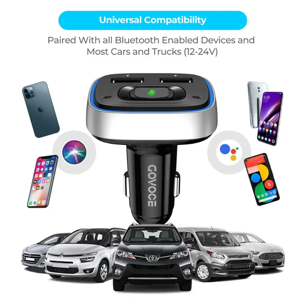 GoVoCE Bluetooth автомобильное зарядное устройство с Siri и Google Голосовое управление