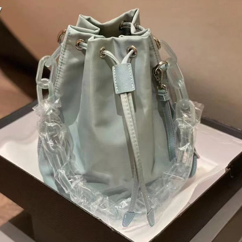 

Casual canvas Oxford cloth parachute drawstring portable bucket bag diagonal shoulder bag new female bag