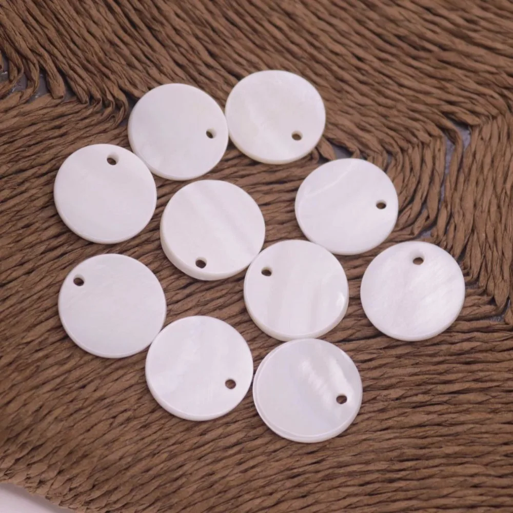 10 шт 15 мм Монета ракушка натуральный белый перламутровый свободные бусы шармы