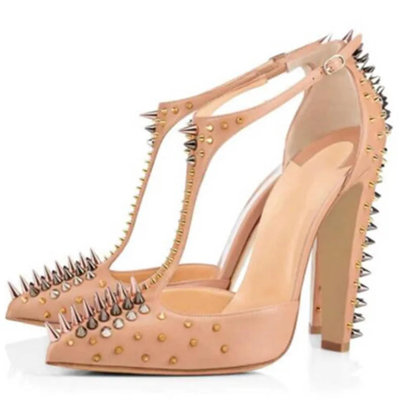 

SHOFOO shoes.Fashion women's sandals, rivet decoration, about 11cm high heel sandals. Women's sandals. Summer women's shoes.