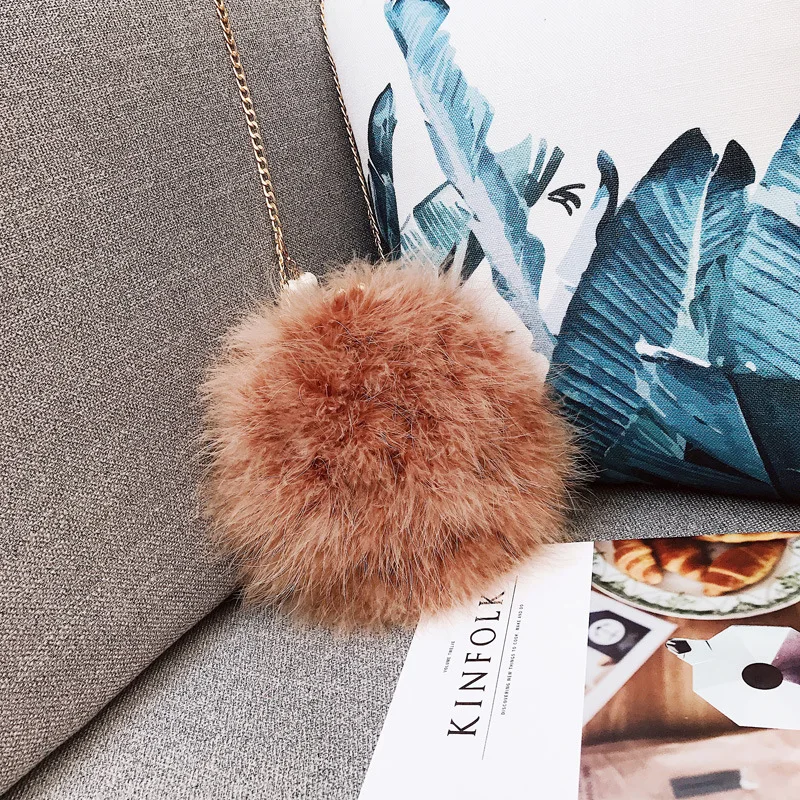 Коричневый Luxury Designer Fur Purse Women Ostrich Feathers Evening Party Bag Famous Brand Handbag Fall Winter Party Day Cluthes Drop Ship - Цвет: Коричневый