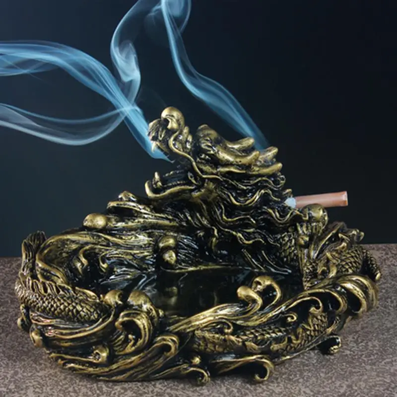 

Creative Ashtray Dragon Shape Ashtray Resin Statue Home Decor Anti Fly Ash Cigar Smoking Ashtray As Gift