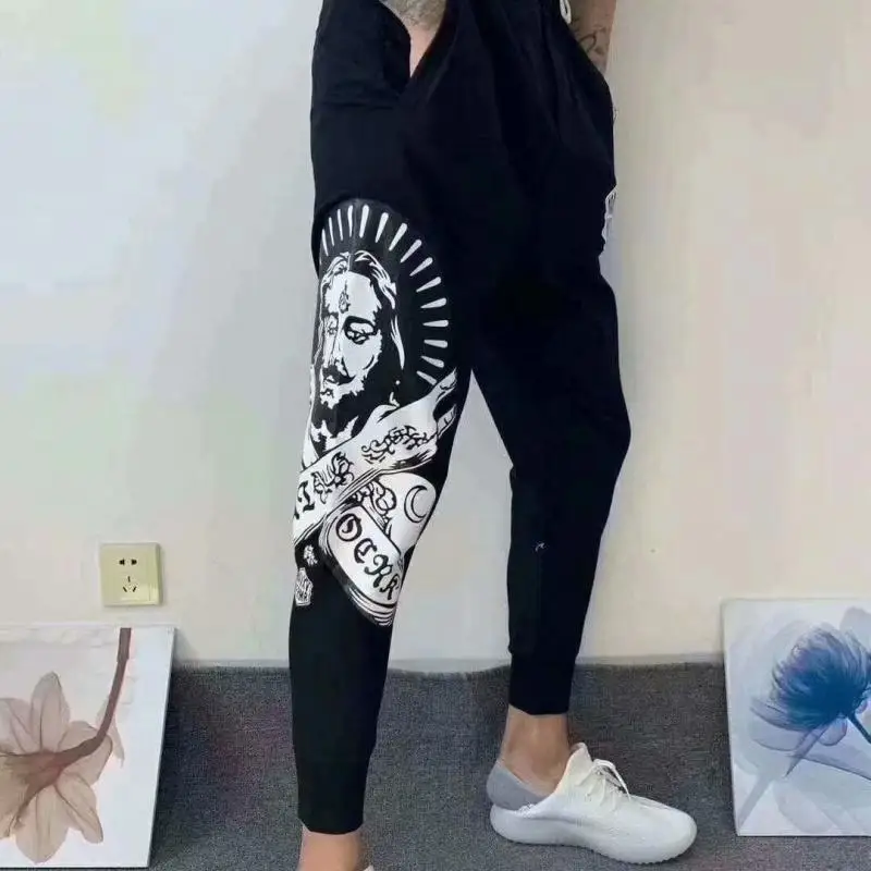 

Men's sports spring and autumn sports casual pants men's large slim cropped pants Leggings Harlan cropped pants thin