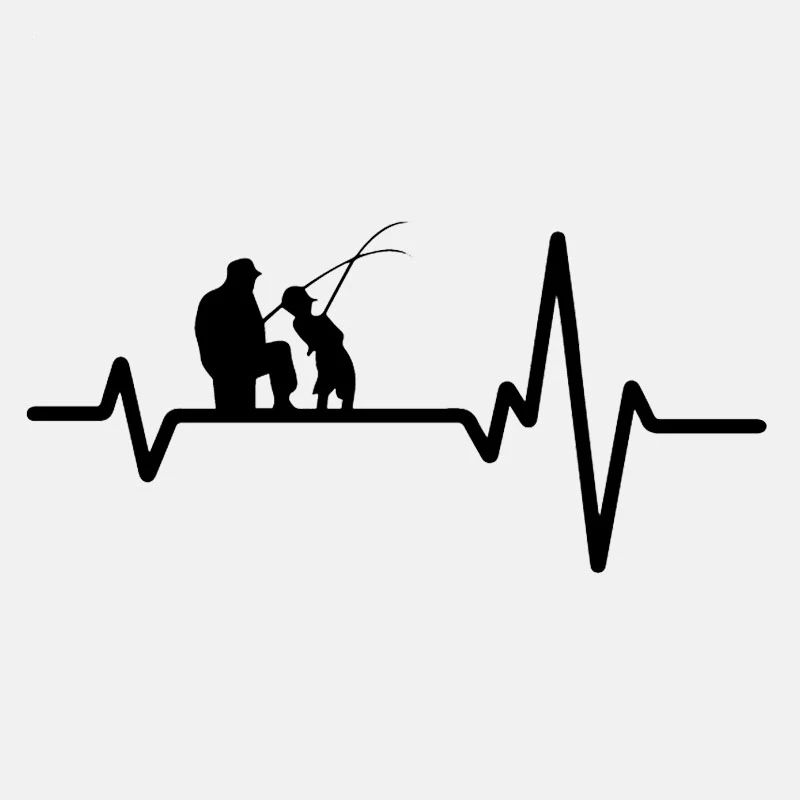 Dawasaru Dad Son Heart Beat Line автомобильный стикер с рыбалкой водонепроницаемая наклейка