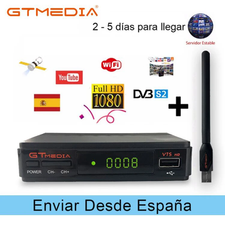 Спутниковый ТВ приемник GTMEDIA V7S HD DVB-S2 1080P HD Поддержка Ccccam powervu youpron YouTube телеприставка Европейская Cccams Usb Wifi