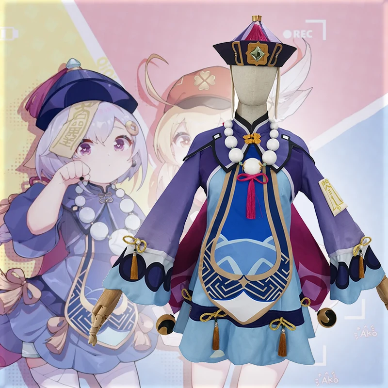 

Game Genshin Impact Cosplay Costumes Icy Resurrection Qiqi Cosplay Costume Uniforms Suits Blue Dresses Clothes Wears Anime Hot