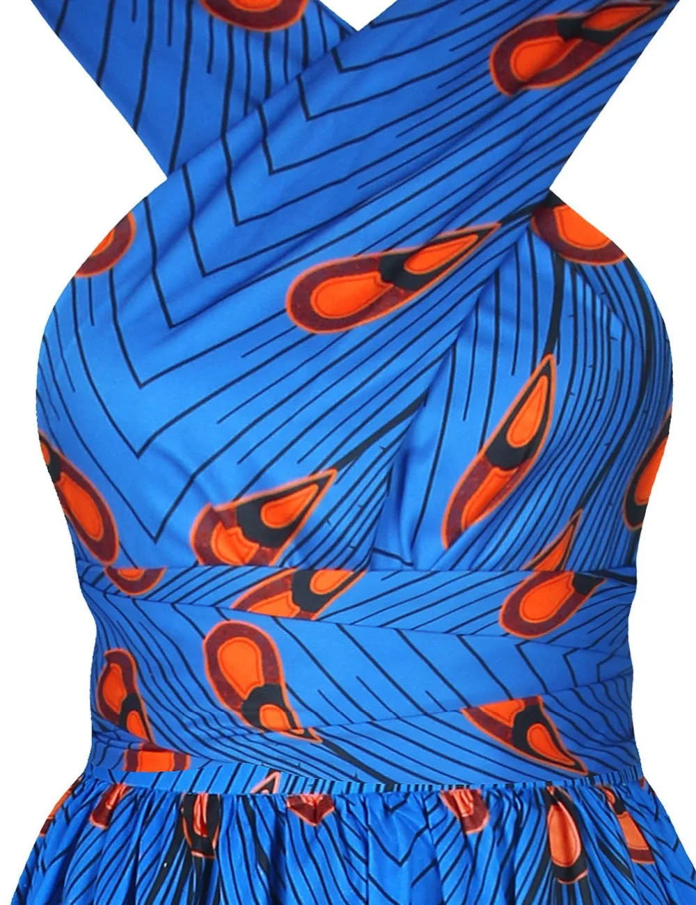 Fadzeco Summer African Dresses for Women New Fashion Robe Dashiki Dress Ethnic Print Backless Sexy African Dress