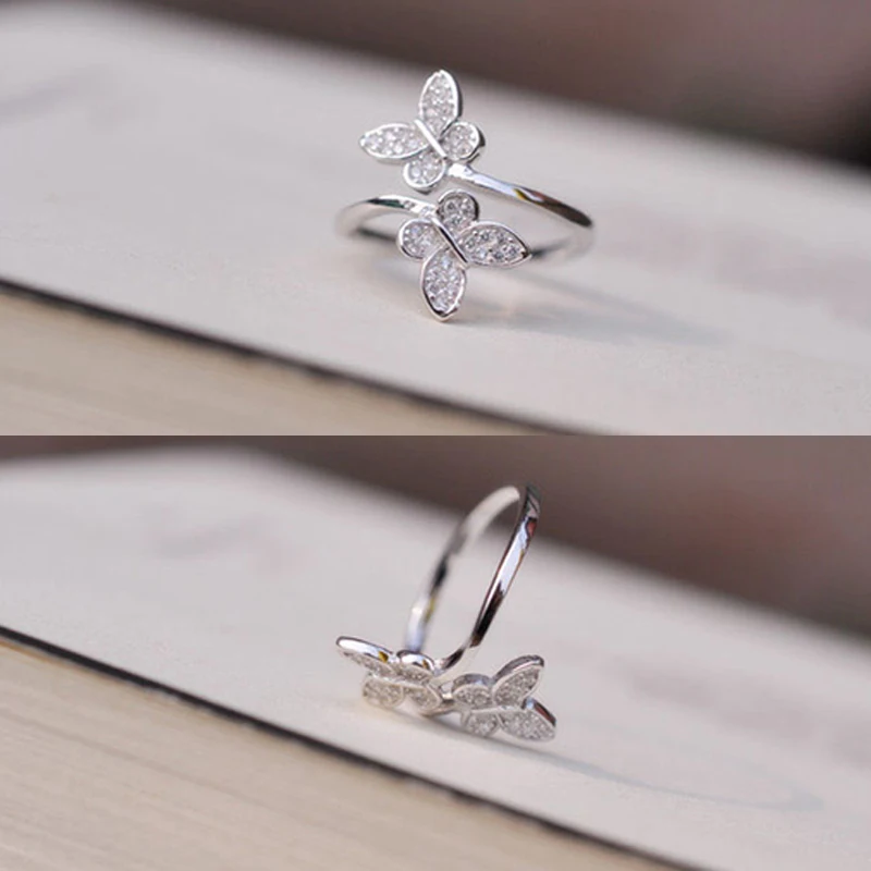 Женские новые модные кольца регулируемые на палец серебряного цвета стразы