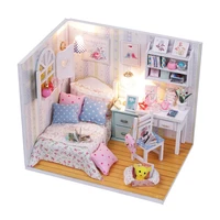diy dollhouse model wooden building blocks miniature doll house furniture toys for kids children brithday gift home decr