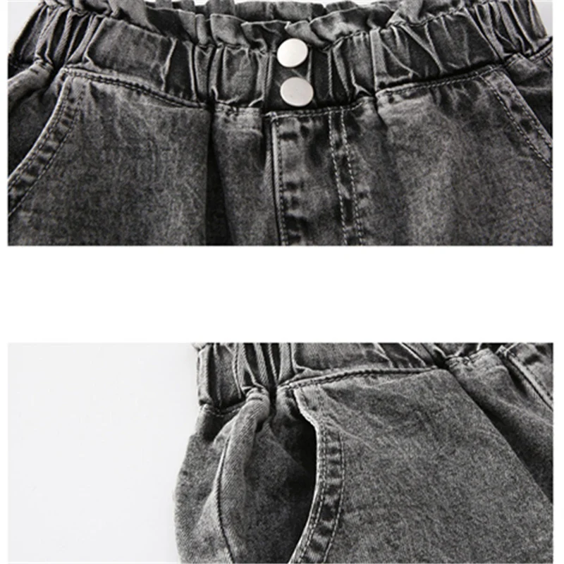 

Summer Teen Girls Fashion Tassel Shorts With Two Buttons High Waist Cotton Kids Clothes School Casual Style Solid Denim Shorts