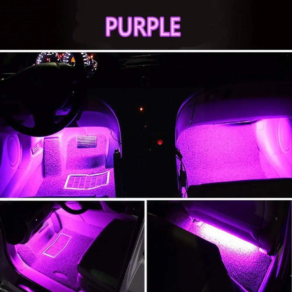 Светодиодная лента RGB для салона автомобиля декоративная лампа с дистанционным