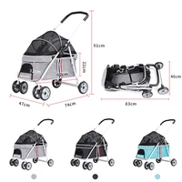 Pet Stroller Foldable Pet Dog Cargo with 360 Rotation Front Wheel Adjustable Shade Cover Safe Brake for Cat Dog Travel Carrier