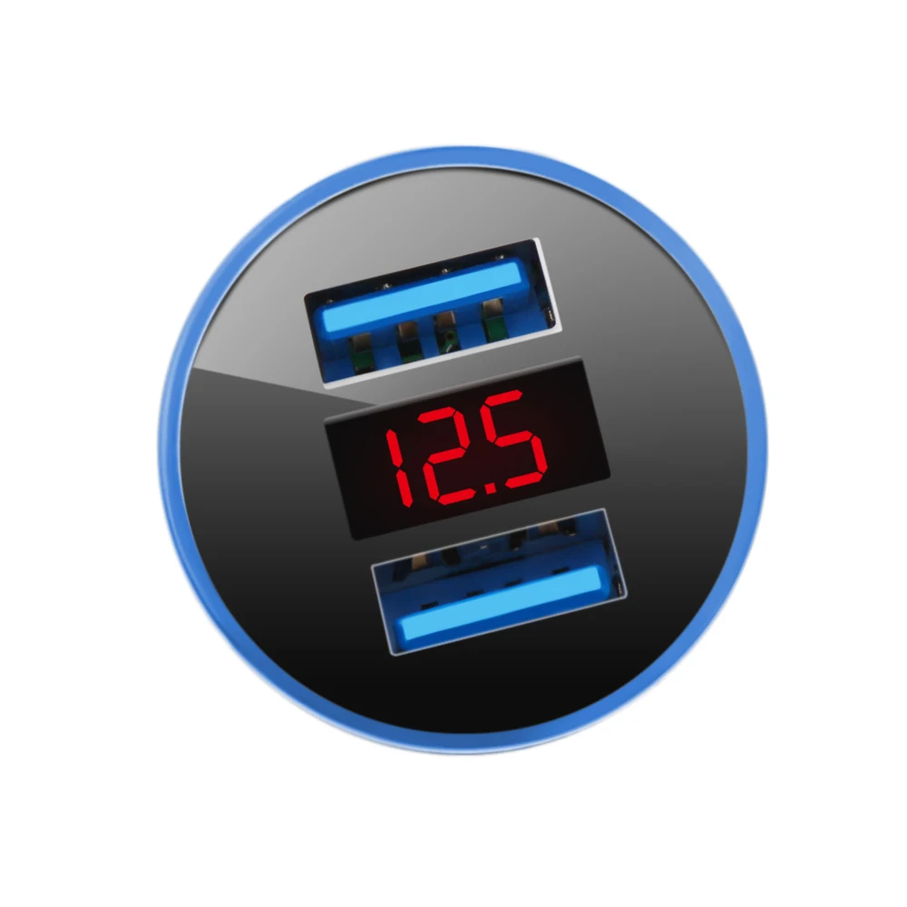 Автомобильное зарядное устройство с двумя USB-разъемами 3 1 А 2 порта ЖК-дисплей 12-24