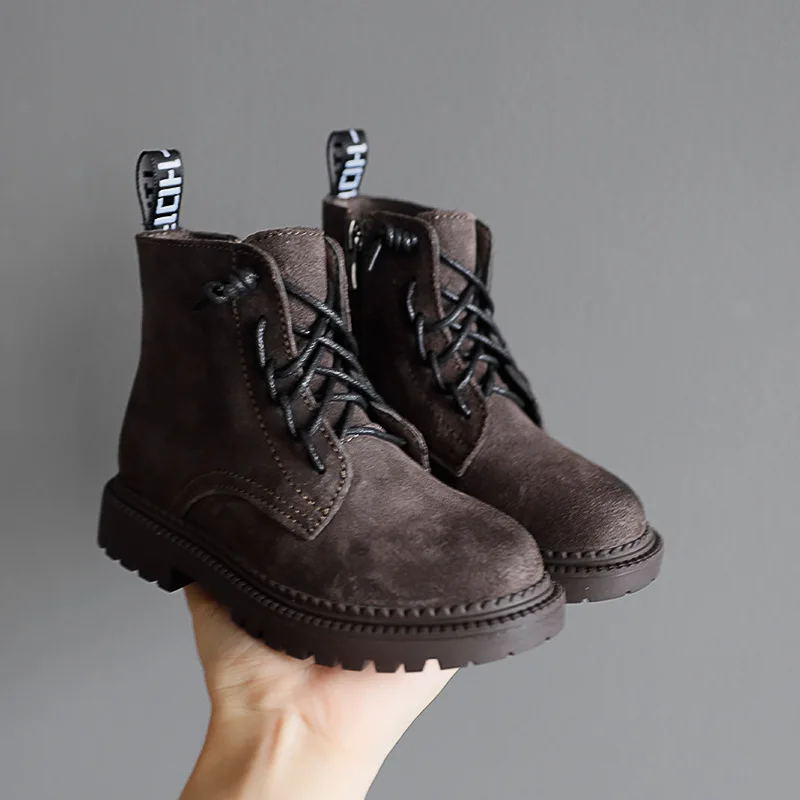 2019 г. Осень-зима Детские ботильоны модные ботинки для девочек с круглым носком