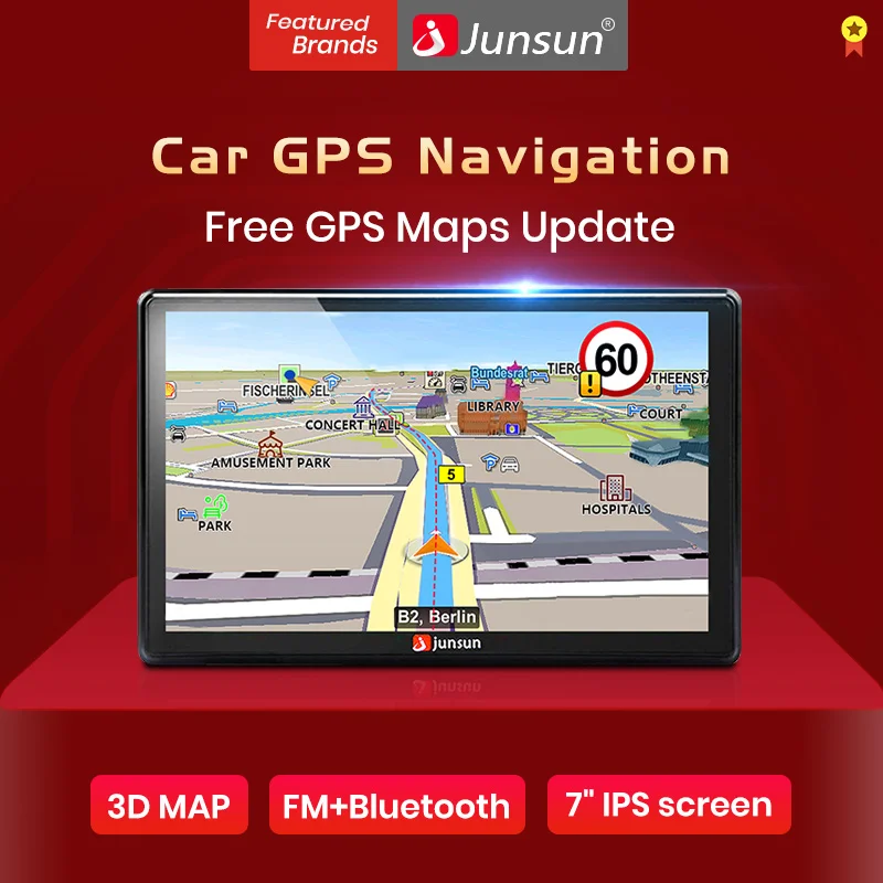 Junsun Портативный автомобиля GPS навигации Bluetooth штук 7 дюймов емкостный сенсорный