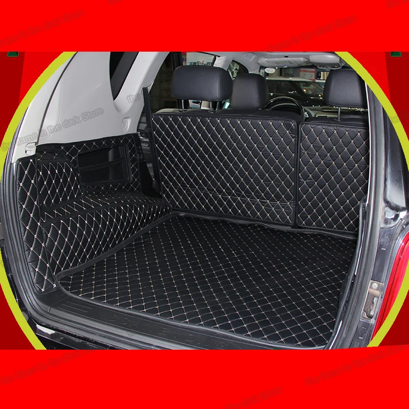 Lsrtw2017 Leather Car Trunk Mat Cargo liner for SsangYong Rexton w 2014 2015 2016 2017 interior boot cover accessories rear |
