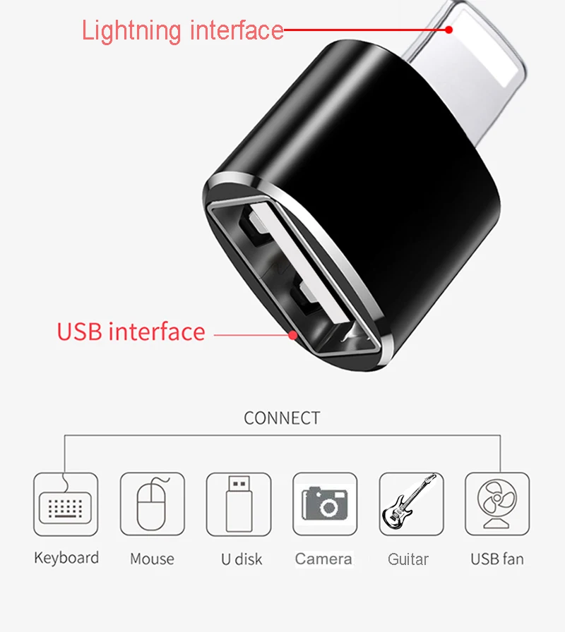 OTG адаптер для светильник ning к USB iPhone7 8Plus X конвертер iOS 12 13 подключение камеры MIDI