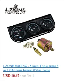 LZONE-52 мм 3 в 1 Вольтметр+ Датчик температуры воды+ Датчик давления масла комплект вольт метр или датчик температуры масла тройной метэ