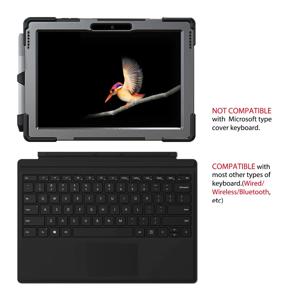 Чехол для microsoft Surface Pro 6/Pro 5/Pro 4, с держателем для ручек, безопасный ударопрочный Прочный силиконовый Жесткий держатель для рук