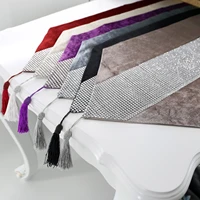 1pcs modern fashion table runner high quality flannel diamond runners for wedding party banquet new home decoration supplies