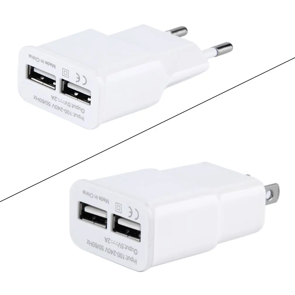 Сетевое зарядное устройство переменного тока с европейской вилкой 5 В 2 А два USB