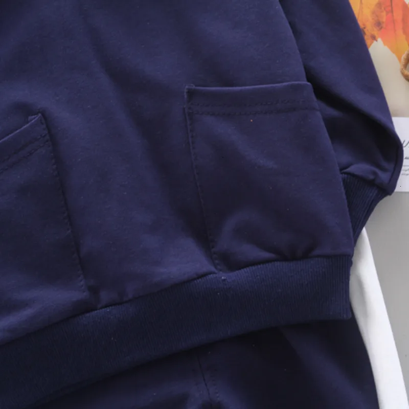 Детская Хлопковая одежда на весну и осень штаны с капюшоном мультяшным принтом