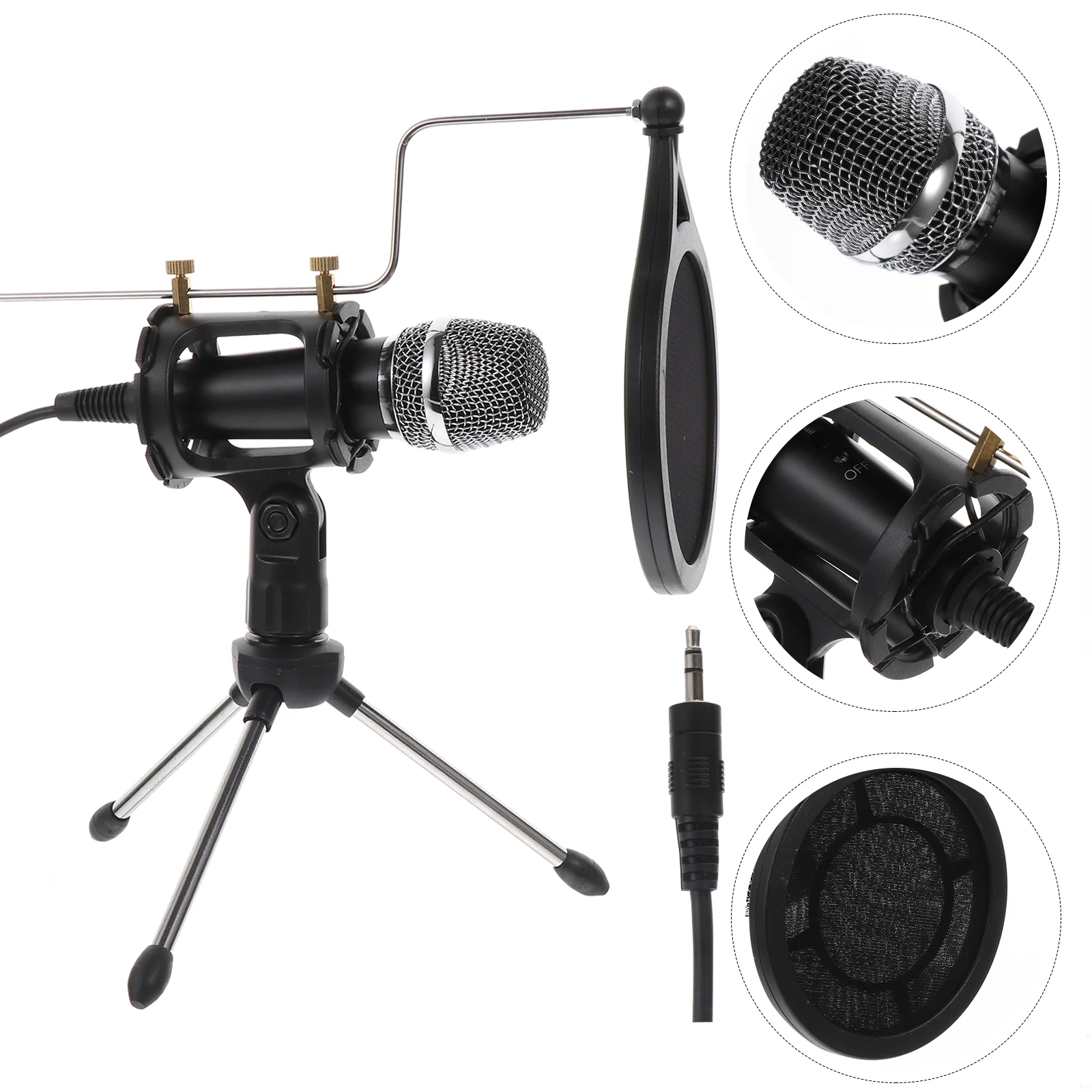 

1 Set Microphone Online Class Mic Stand Set Recording Microphone (Black)