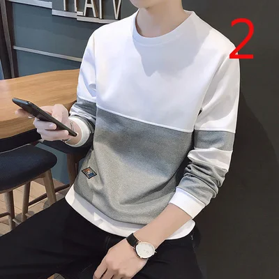 

Long-sleeved T-shirt men plus thick velvet Korean tidal round neck warm sweater