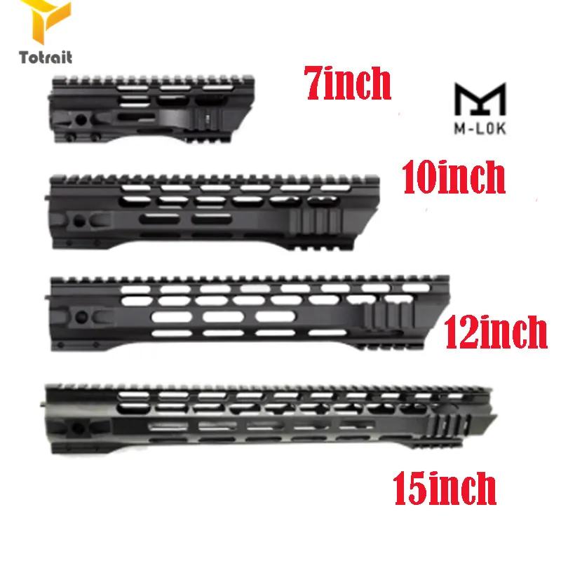 

Totrait 7 10 12 15 Inch AEG M4 M16 AR15 Free Float M-Lock Quad Rail Handguard Picatinny Rail with steel Barrel Nut for Hunting B