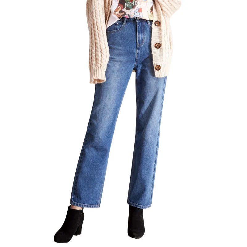 Женские классические джинсы LEIJIJEANS, элегантные свободные неэластичные брюки с высокой посадкой, новая модель 9101 большого размера - Цвет: blue 9101