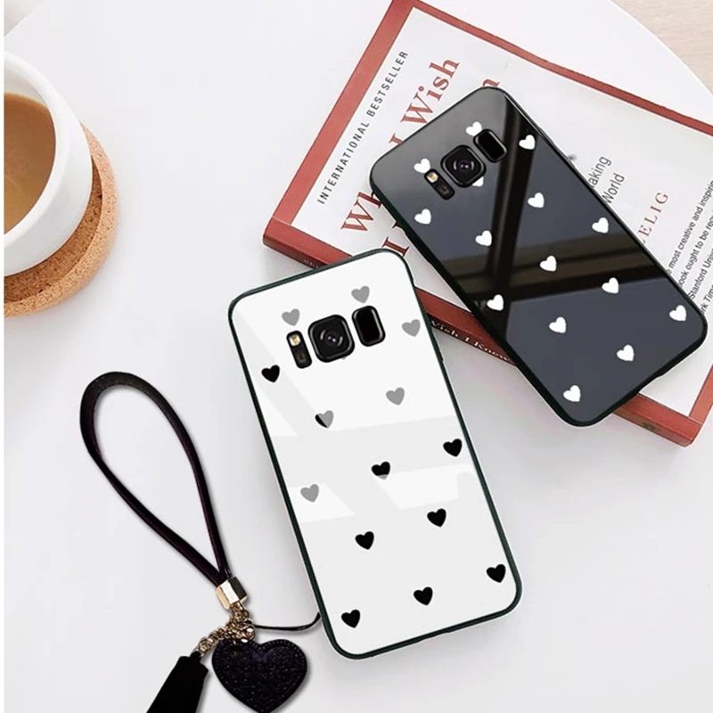 Стеклянный чехол BONVAN для Samsung Galaxy S8 S9 S10 Plus S10e жесткий с любовным сердцем и