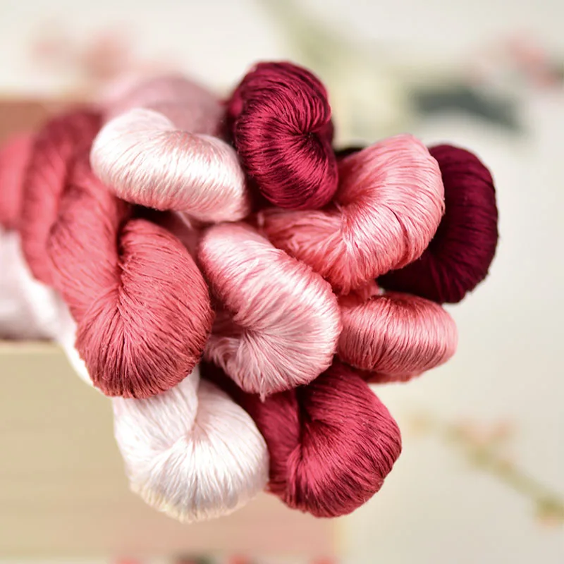 1 шт./400 м шелковая нить для вышивки 100% Шелковая ручная вышивка крестиком Бегония