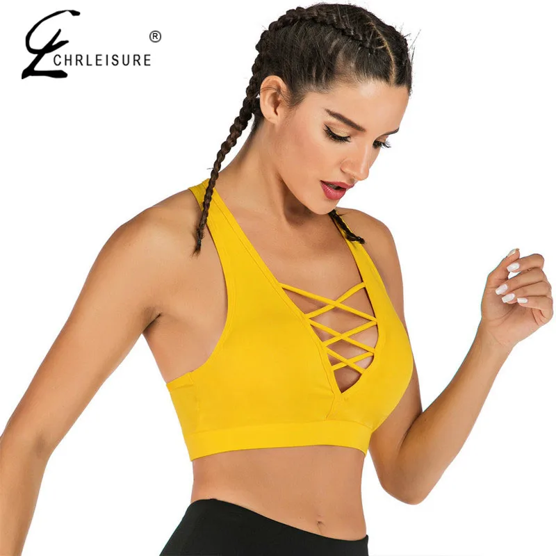 CHRLEISURE женский спортивный бюстгальтер сексуальное нижнее белье с v образным