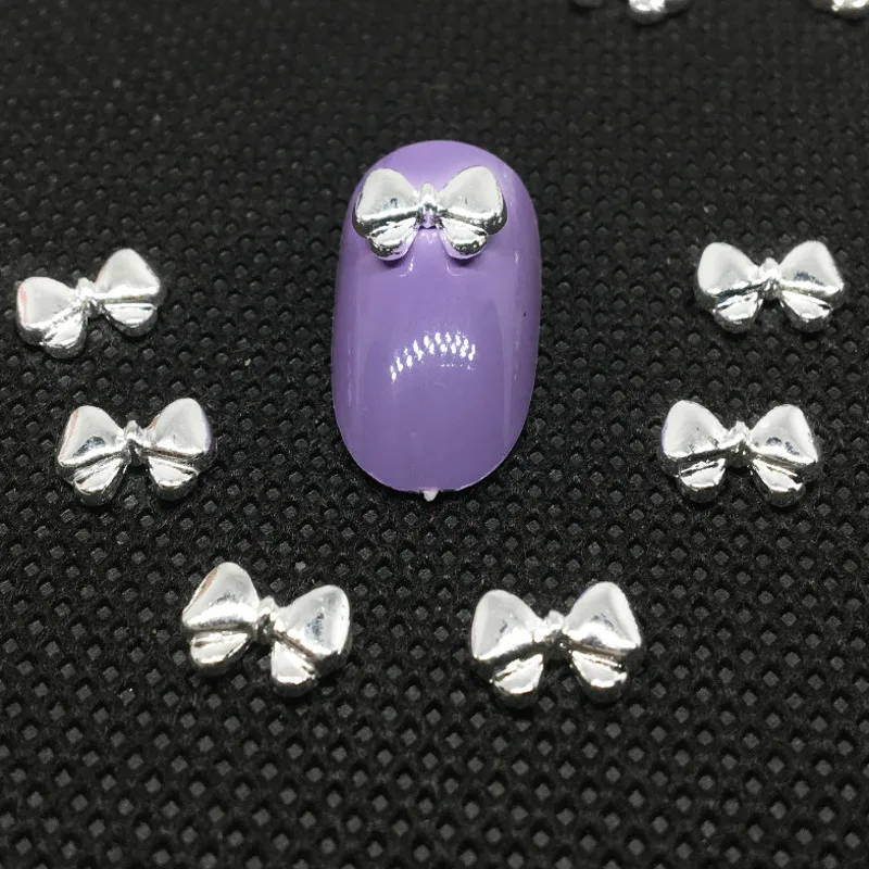 10 шт. серебряные аксессуары для дизайна ногтей 3d галстук-бабочка шармы шпильки из