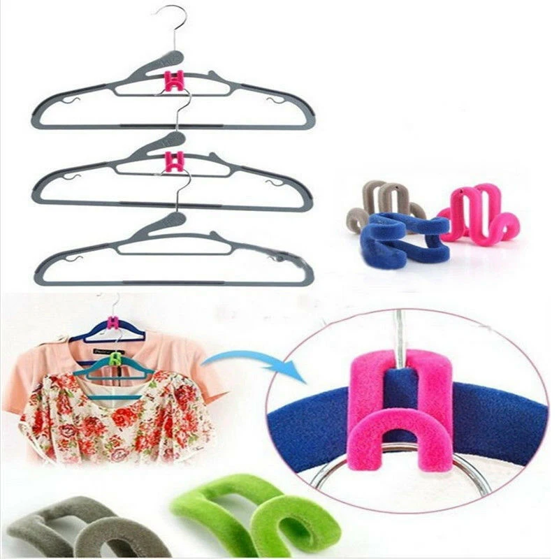 

Saver Clothes Hangers Rack Accessories Space Flocking Home Household 10Pcs Closet