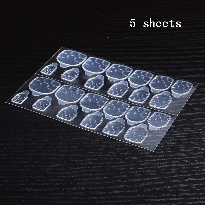 5 sheets 24 AMEIZII 5 листов поддельные ногти наклейки прозрачные двухсторонние самоклеющиеся желе Водонепроницаемый Накладные ногтей расширение Клей Инструменты - Цвет: 5 sheets 24