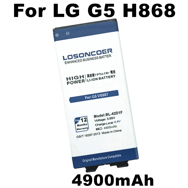 0 цикла 4900 мА/ч, BL-42D1F Батарея для LG G5 Батарея H868 H860N H860 US992 F700L F700S H831 F700K H850 H830 H820 VS987 LS992