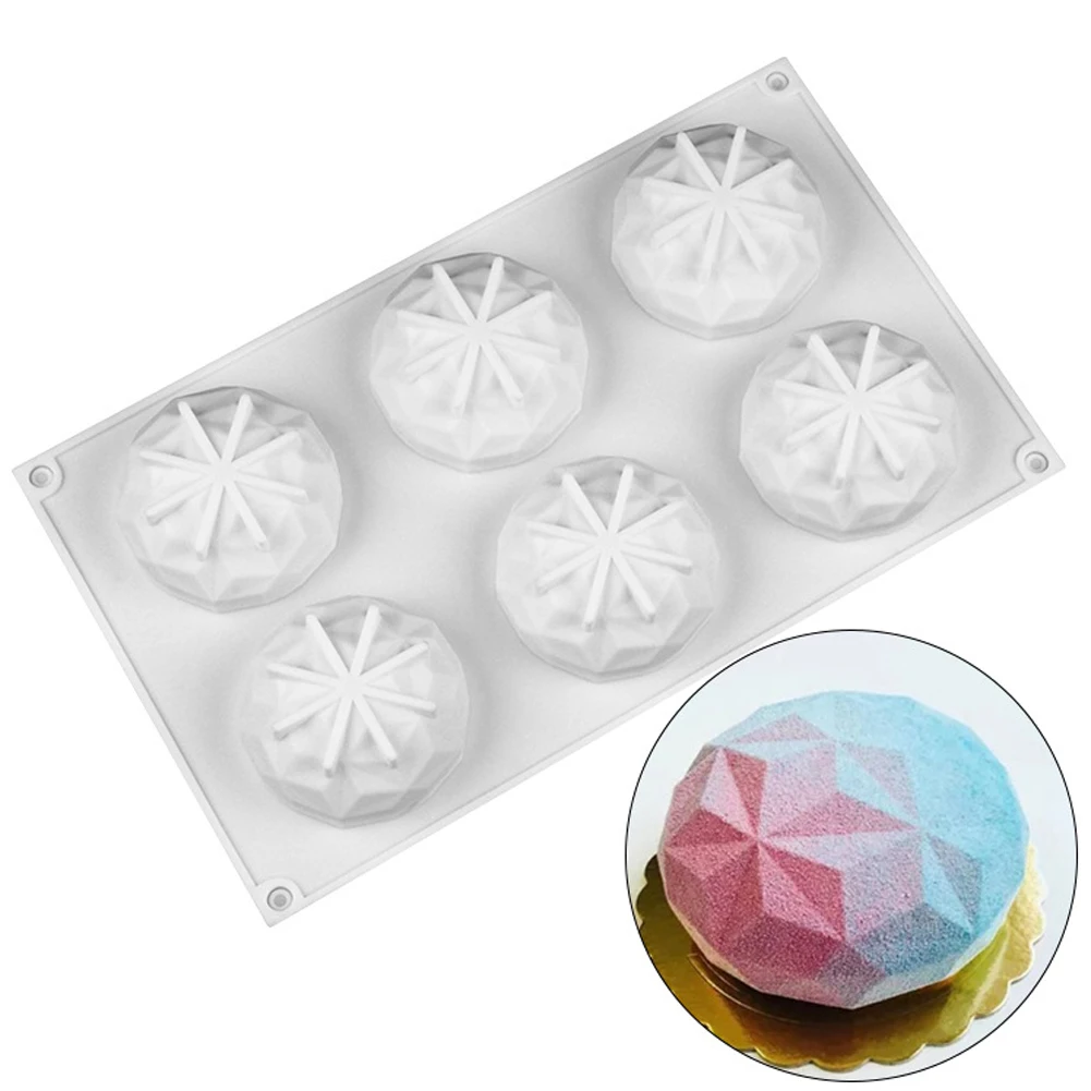 

1PC 6 Holes Diamond Silicone Cake Chocolate Molds For Baking Dessert Ice Mould Moule Mousse DIY Pastry Decorating Tools