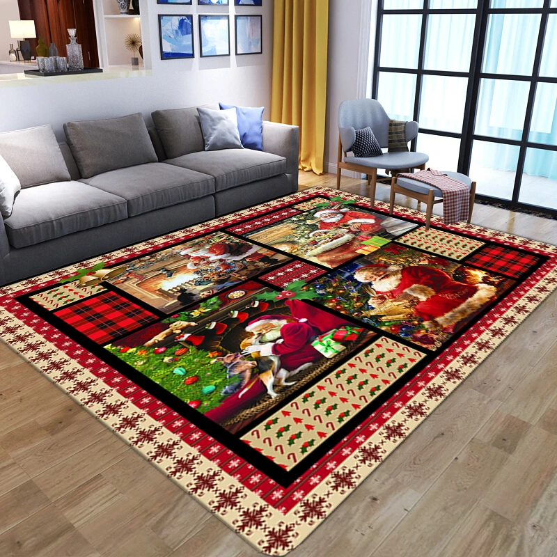 

3D ковер Санта-Клауса для гостиной, спальни, с Рождеством, искусственный ковер для спальни, нескользящий ковер для ванной, большое украшение ...