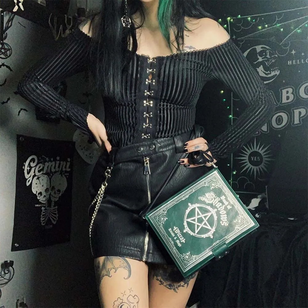 Женская тонкая футболка Goth Sexy Perspective облегающая полосатая с длинным рукавом и
