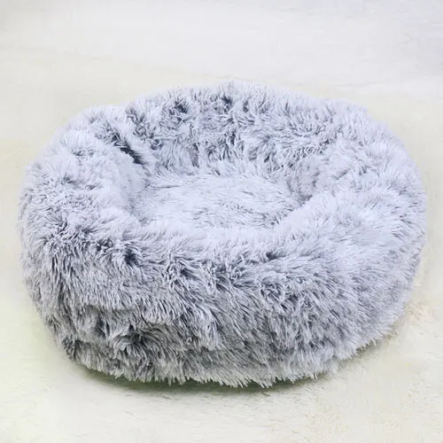 light gray Съемная круглая кровать для собаки пончик Cuddler круглая подушка кровать для домашних животных Самонагревающиеся и уютные кровати для домашних животных с застежкой-молнией и поддерживающим дном - Цвет: light gray