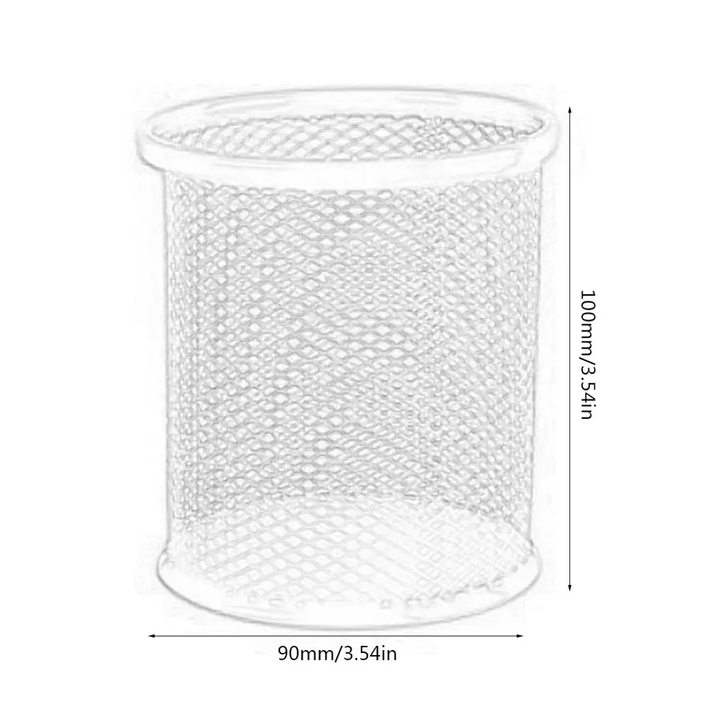 

Office Student Pen Iron Square Multi-Function Round Pen Box Desktop Stationery Storage Grid Pen Holder