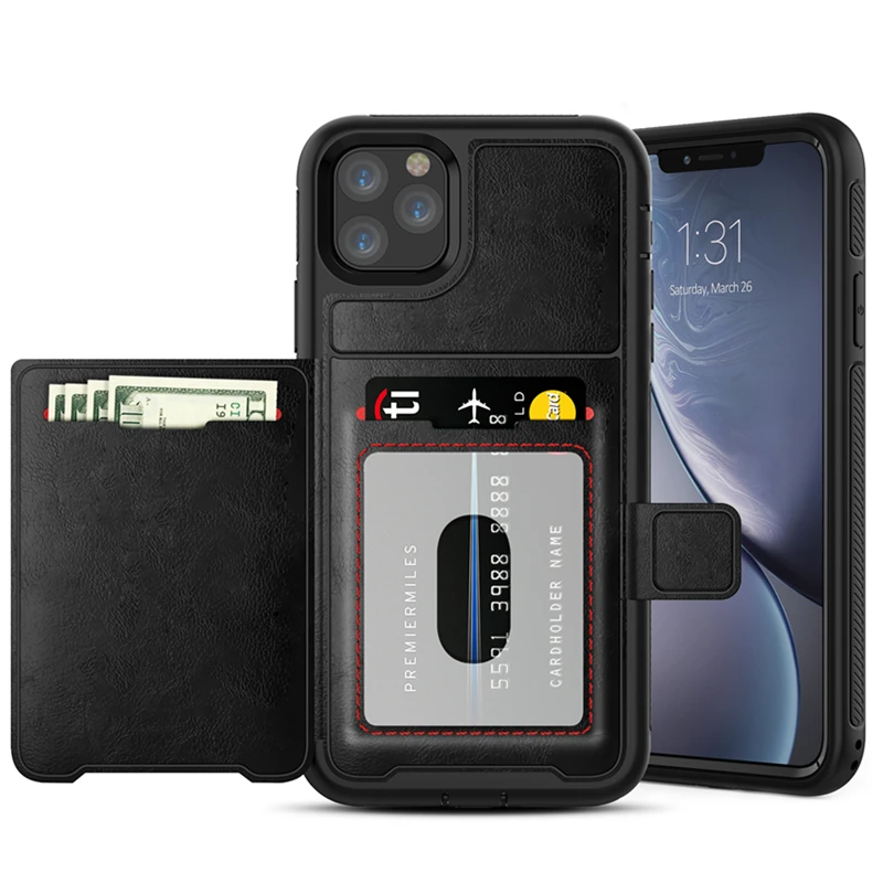 Black Роскошный Магнитный Флип-кошелек ретро кожаный чехол для iPhone X XR XS Max 6 6S 7 8 Plus чехол s гибридный жесткий скользящий держатель для карт - Цвет: Black